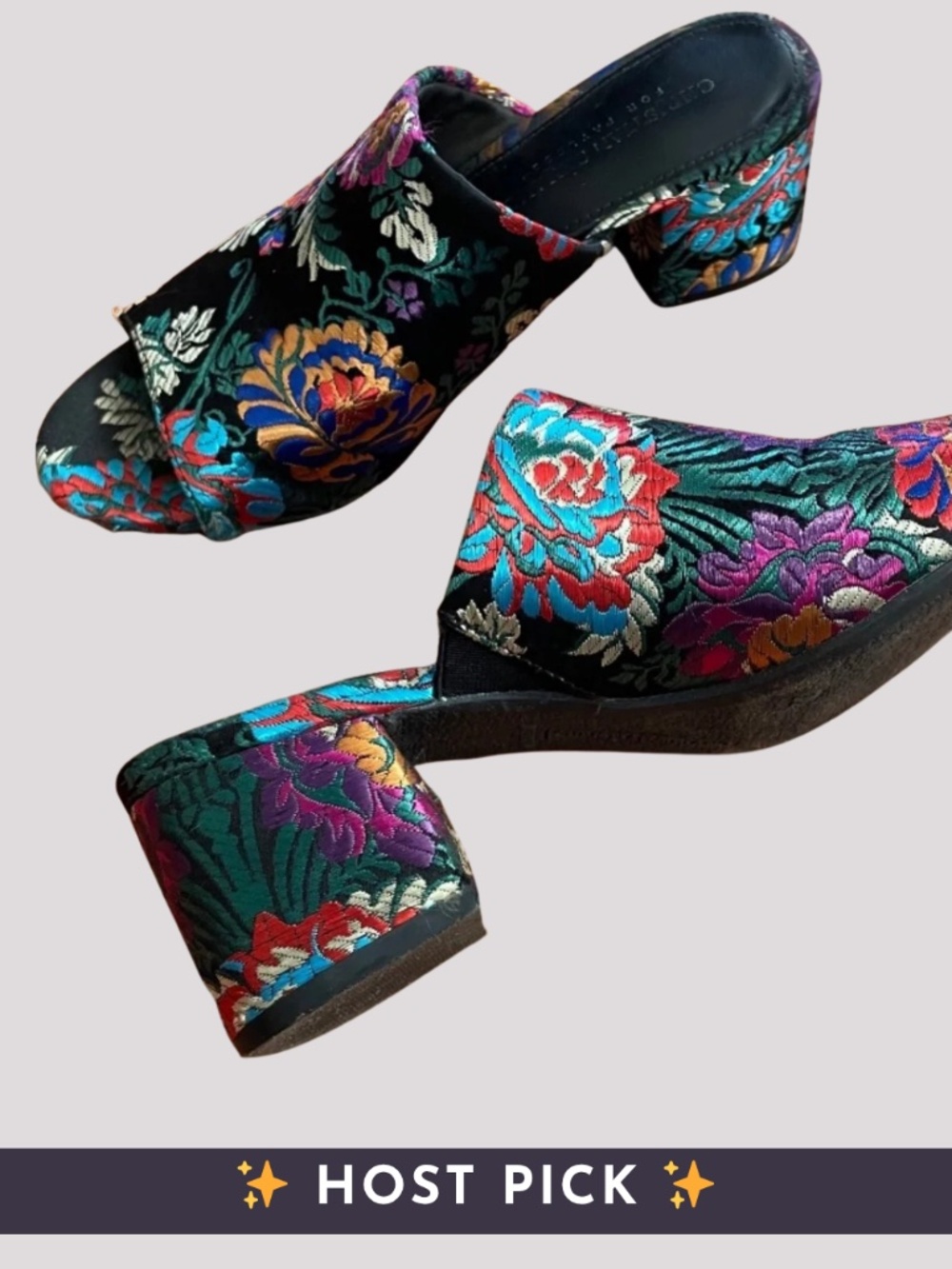 Christian Siriano ♡ Brocade Floral Open-Toe Block Heels